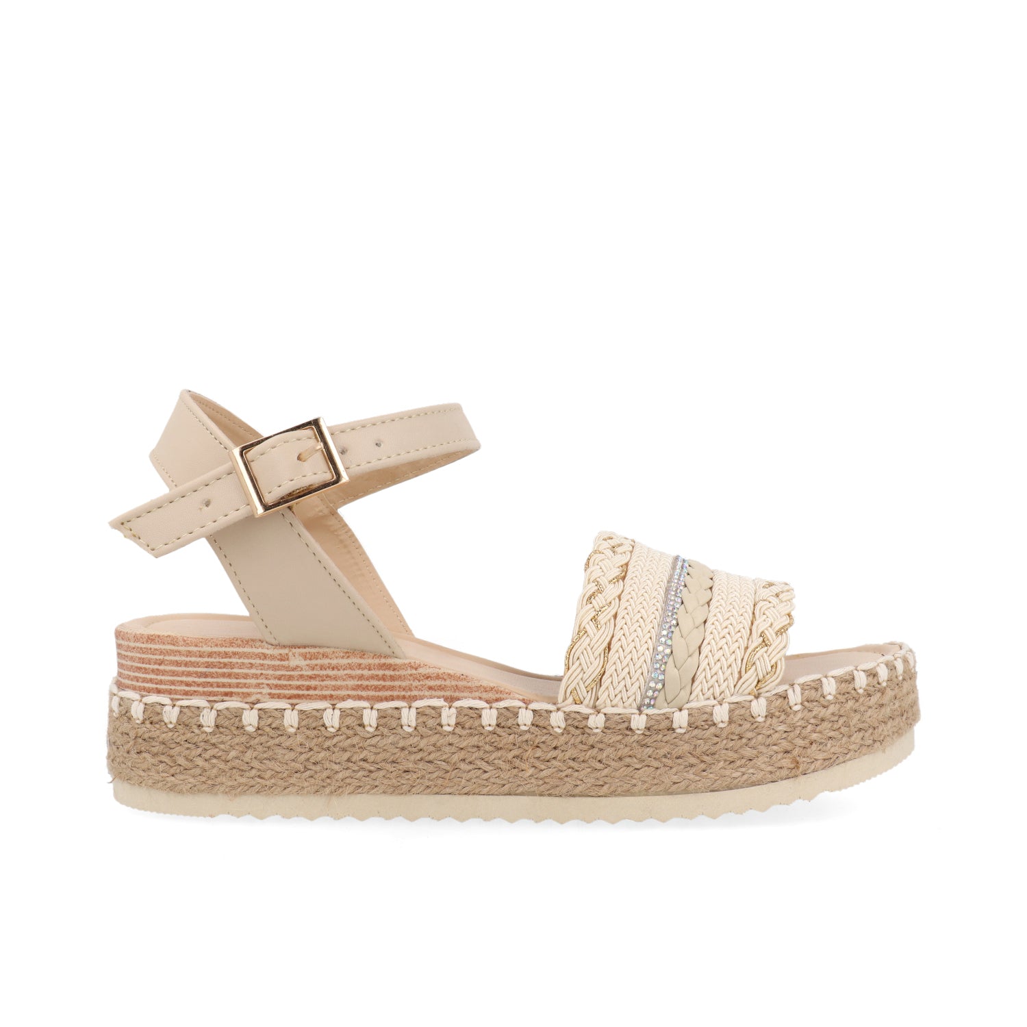 Sandalia Casual Vazza color Beige para Mujer con chinela trenzada