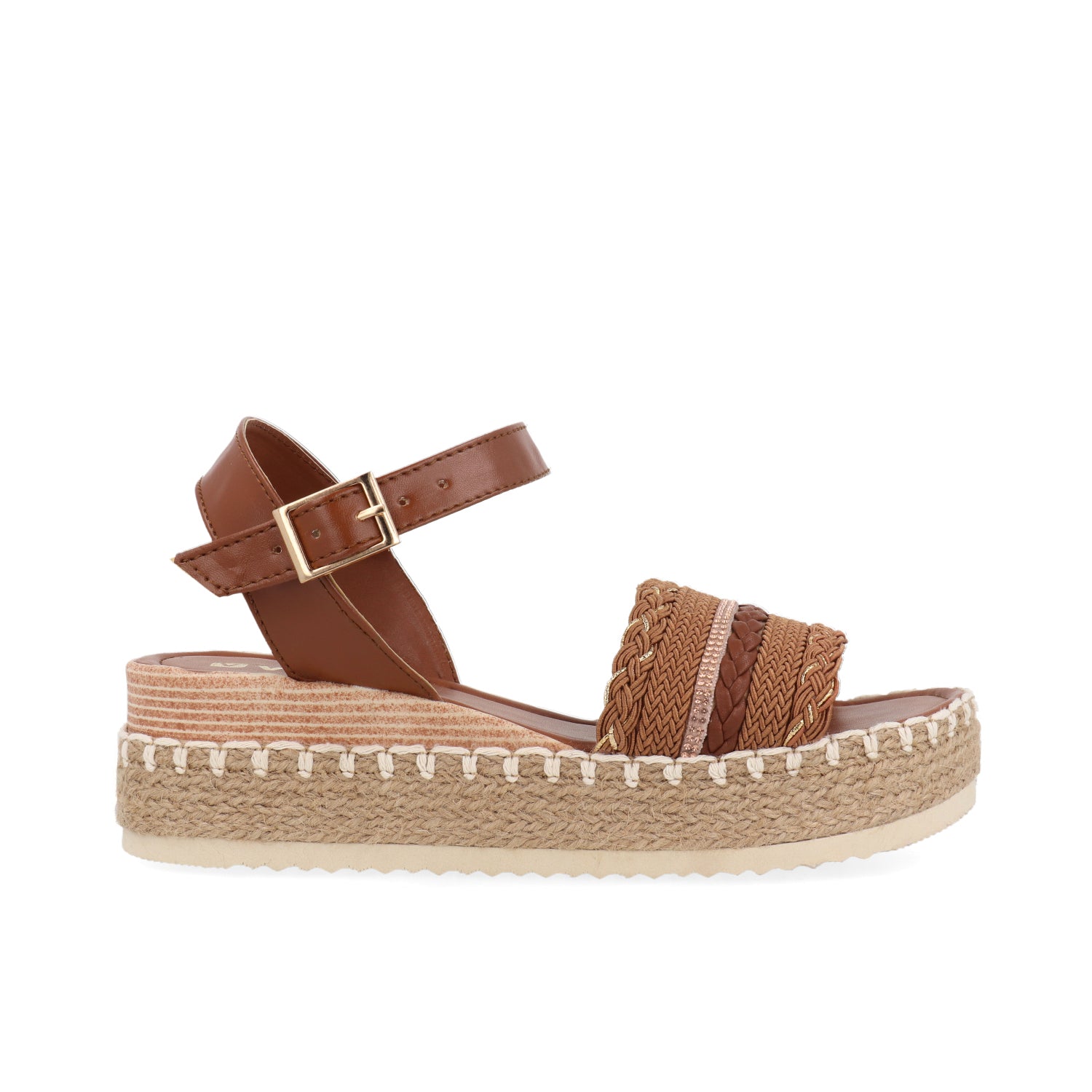 Sandalia Casual Vazza color Tan para Mujer con chinela trenzada
