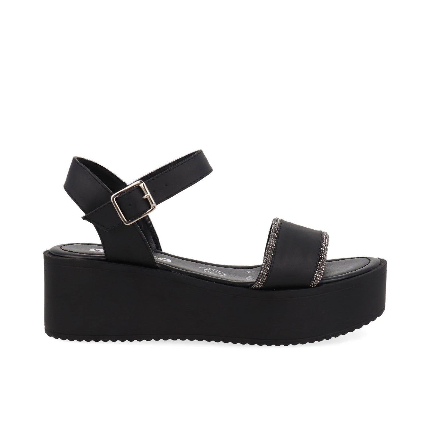 Sandalia Casual Vazza color Negro para Mujer con detalles de Brillos