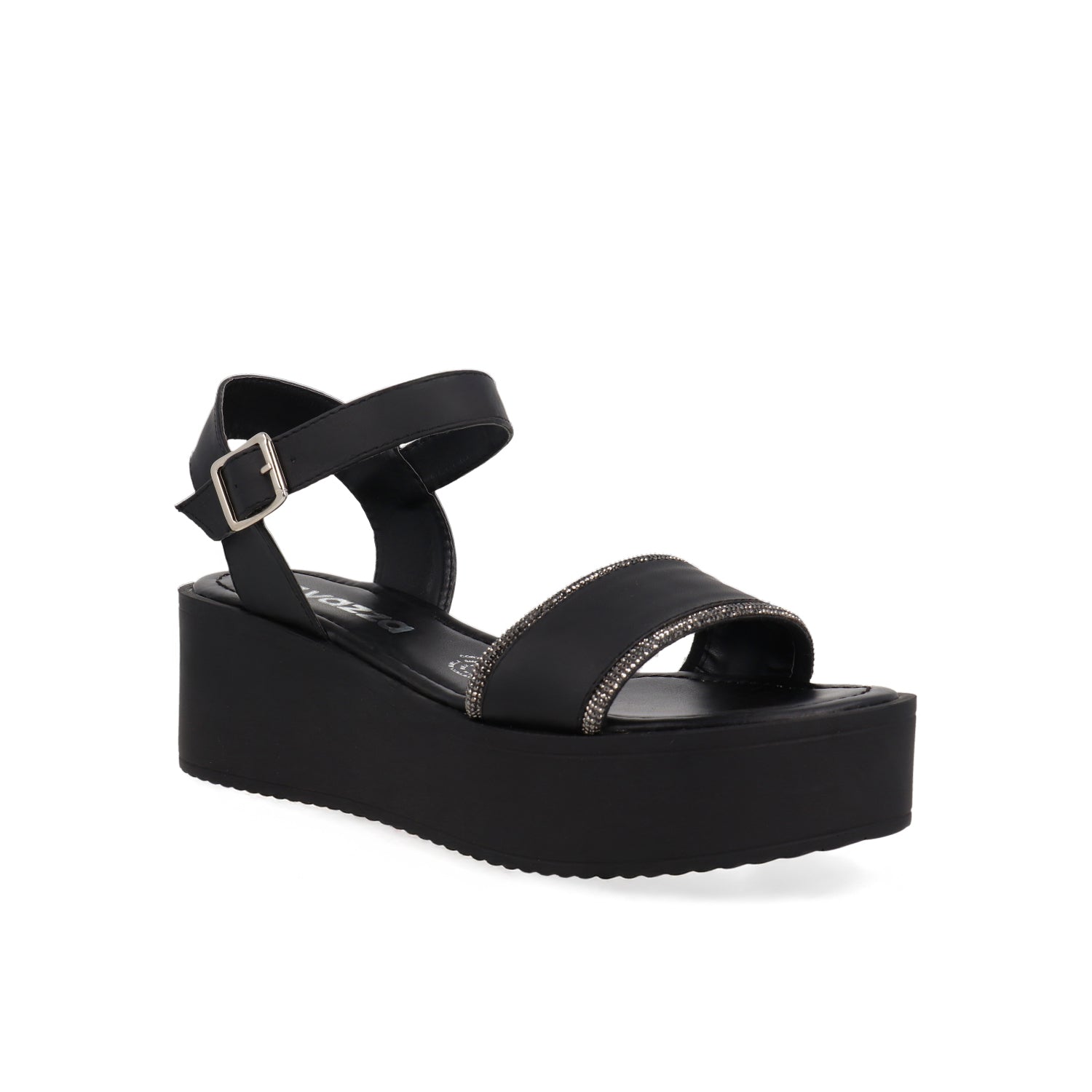 Sandalia Casual Vazza color Negro para Mujer con detalles de Brillos