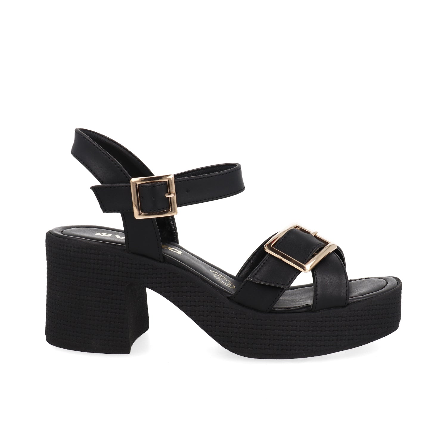 Sandalia Casual Vazza color Negro para Mujer con doble hebilla
