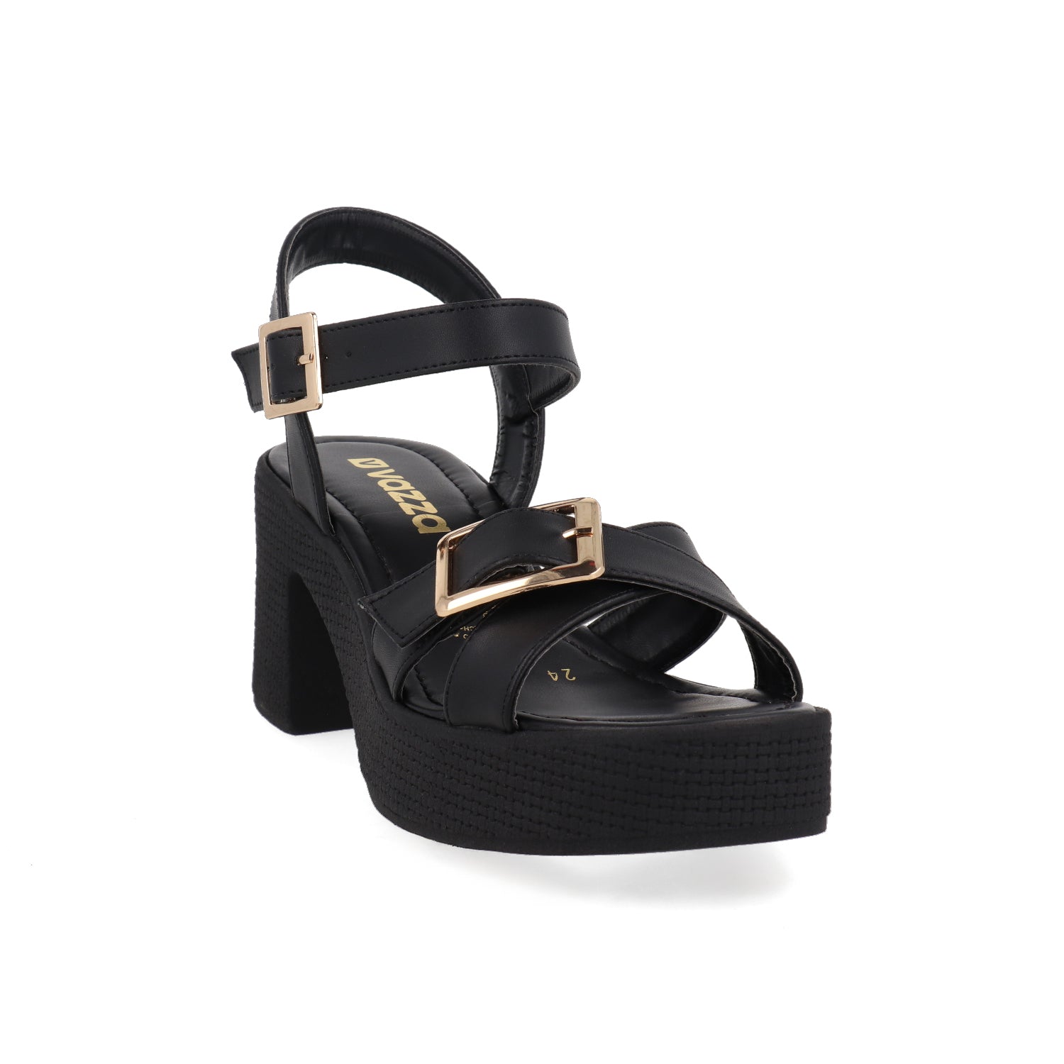 Sandalia Casual Vazza color Negro para Mujer con doble hebilla