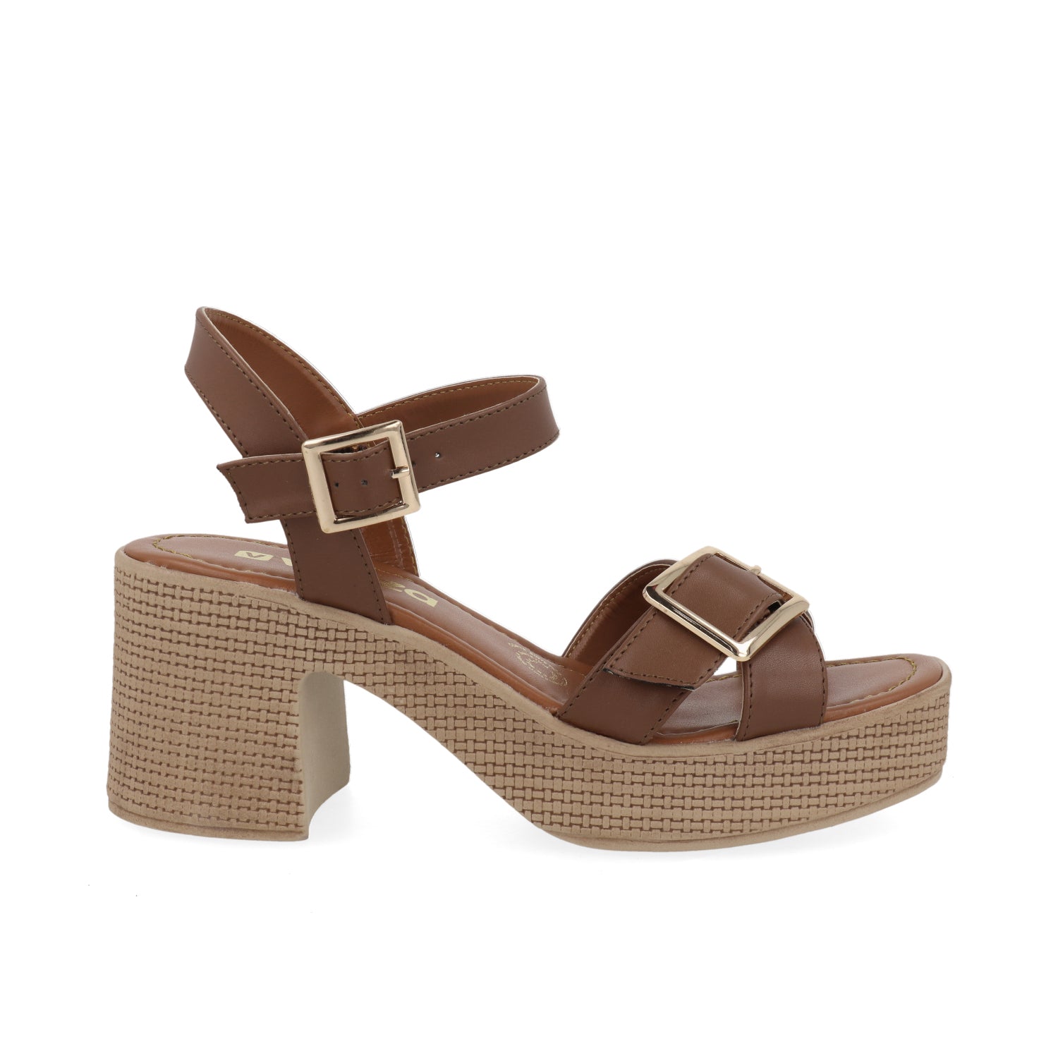 Sandalia Casual Vazza color Cafe para Mujer con doble hebilla
