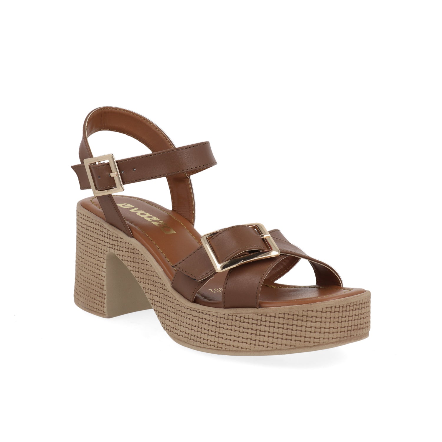 Sandalia Casual Vazza color Cafe para Mujer con doble hebilla