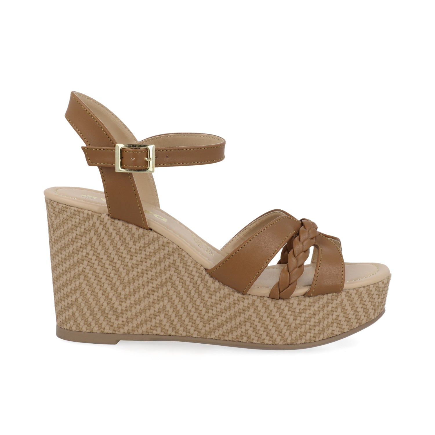 Sandalia Casual Vazza color Camel para Mujer con detalle de chinela trenzada