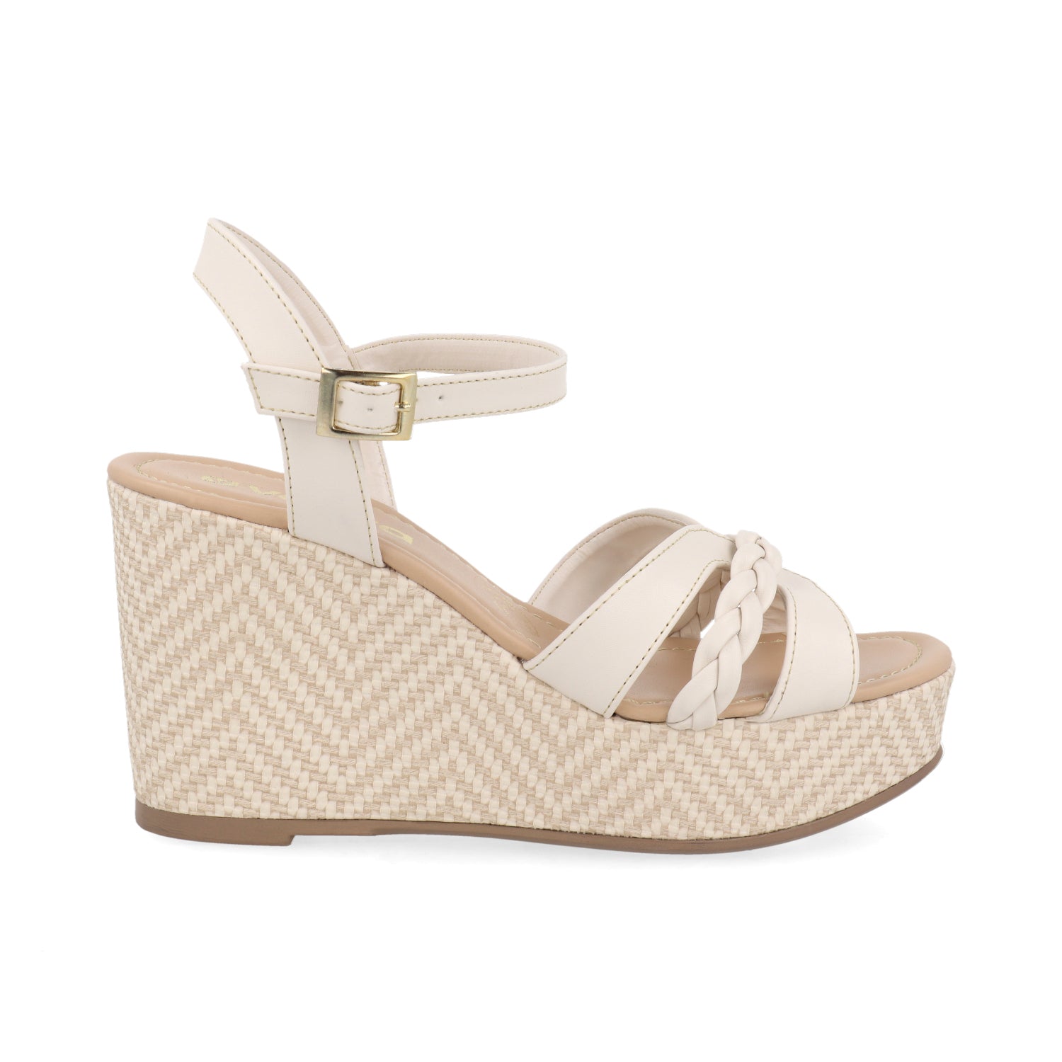 Sandalia Casual Vazza color Latte para Mujer con detalle de chinela trenzada