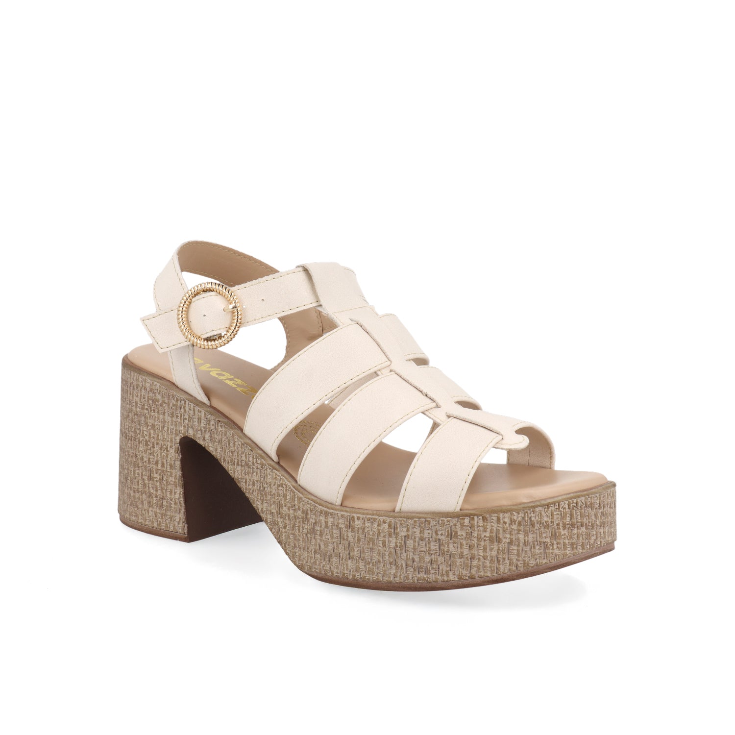 Sandalia Casual de tacón Vazza color Latte para Mujer