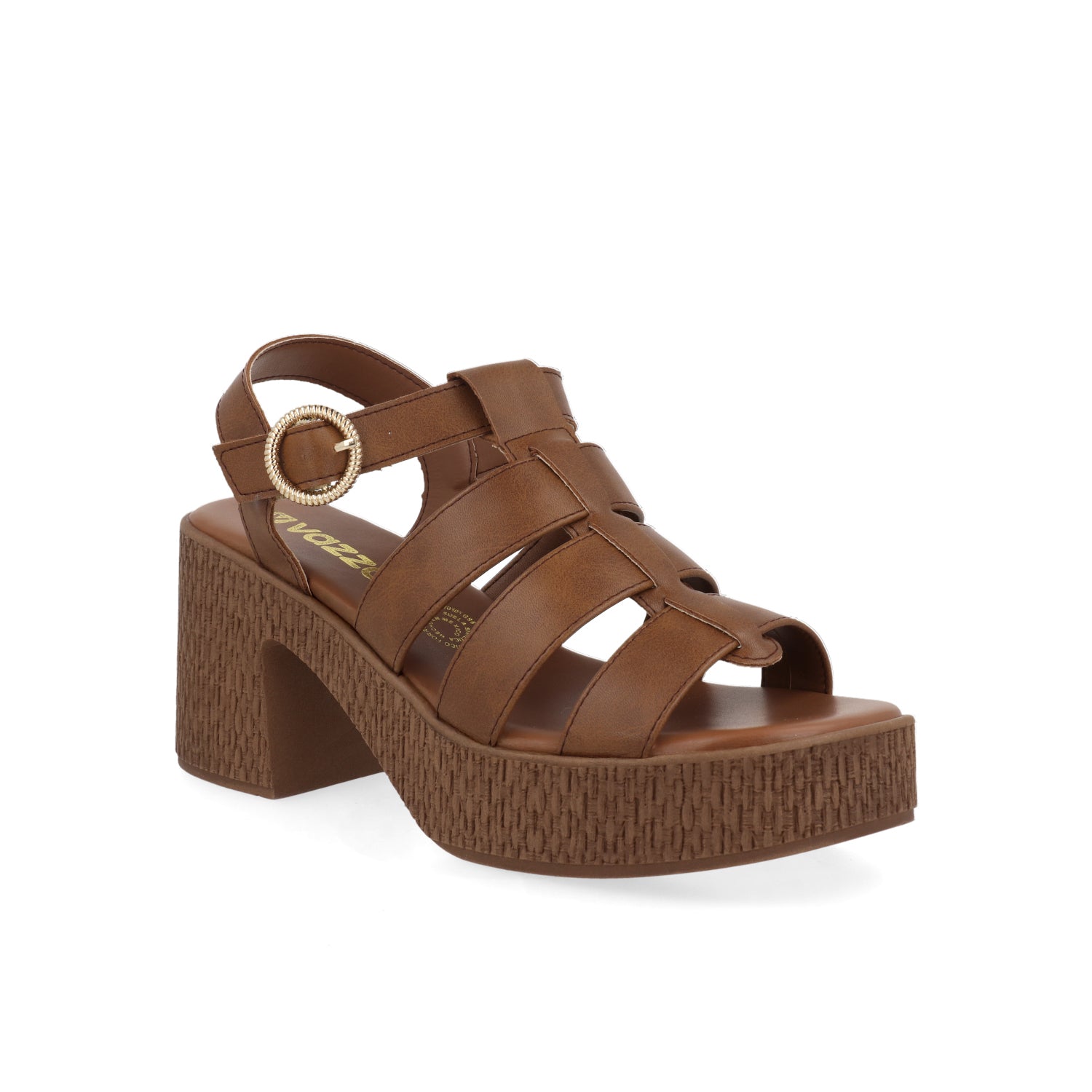 Sandalia Casual de tacon Vazza color Camel para Mujer