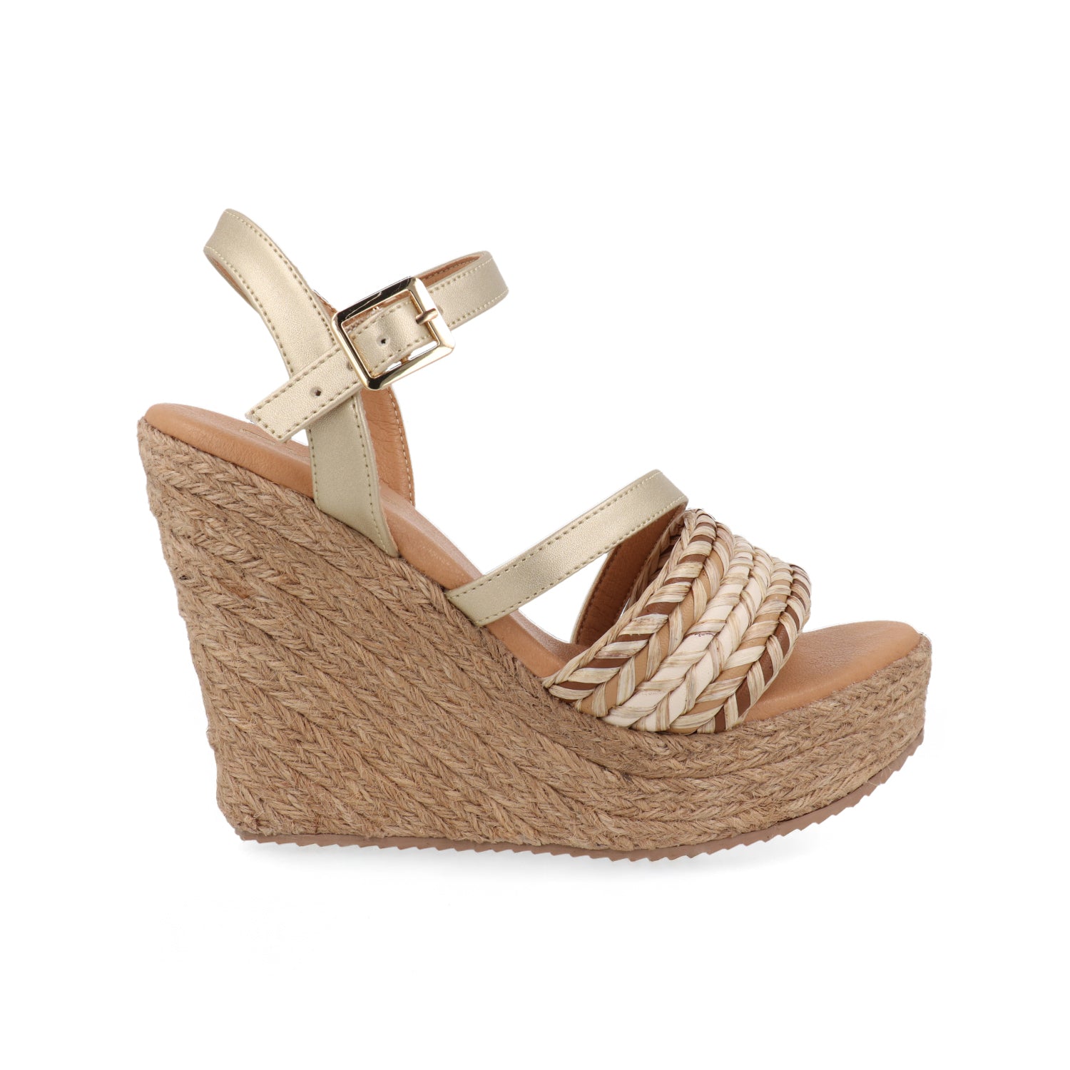 Sandalia Casual Vazza color Dorado para Mujer con plataforma y detalle de Yute