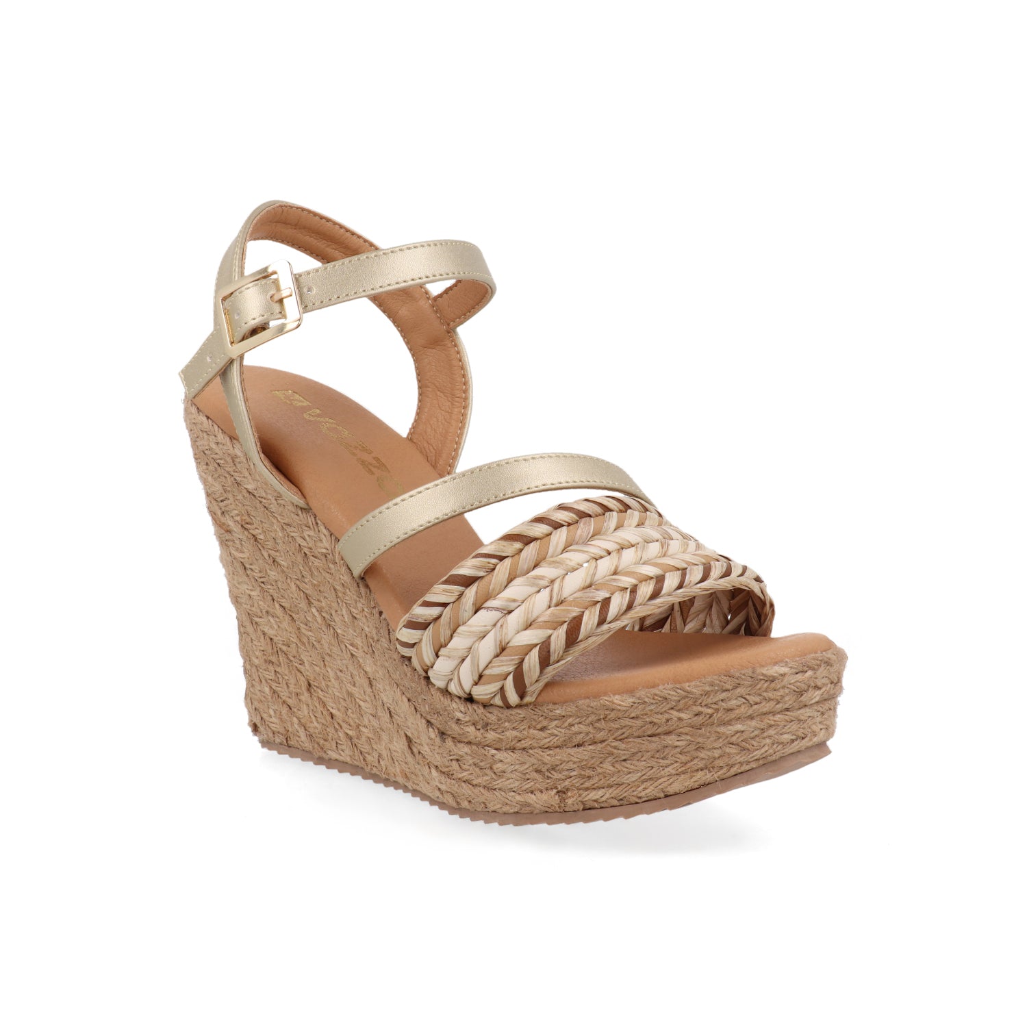 Sandalia Casual Vazza color Dorado para Mujer con plataforma y detalle de Yute