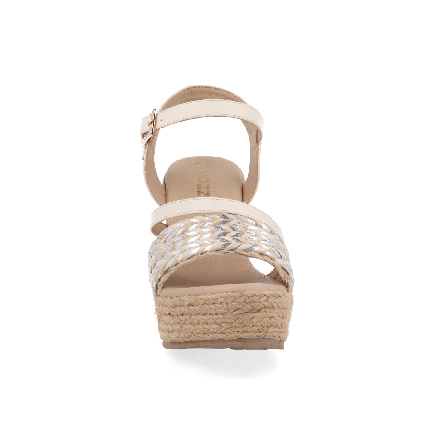 Sandalia Casual Vazza color Latte para Mujer con plataforma y detalles de yute