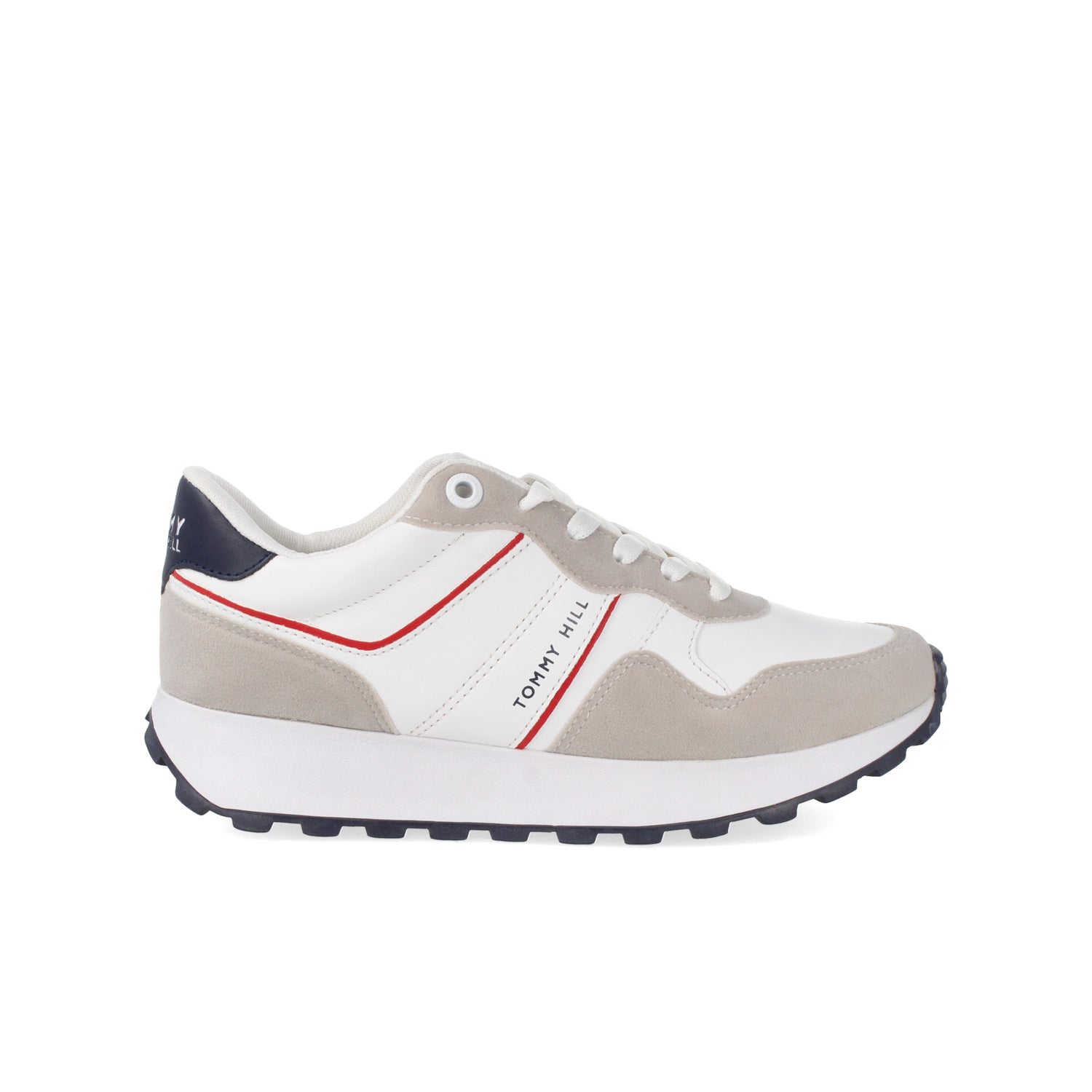 Tenis Urbano Tommy Hill color Blanco Con Gris para Mujer
