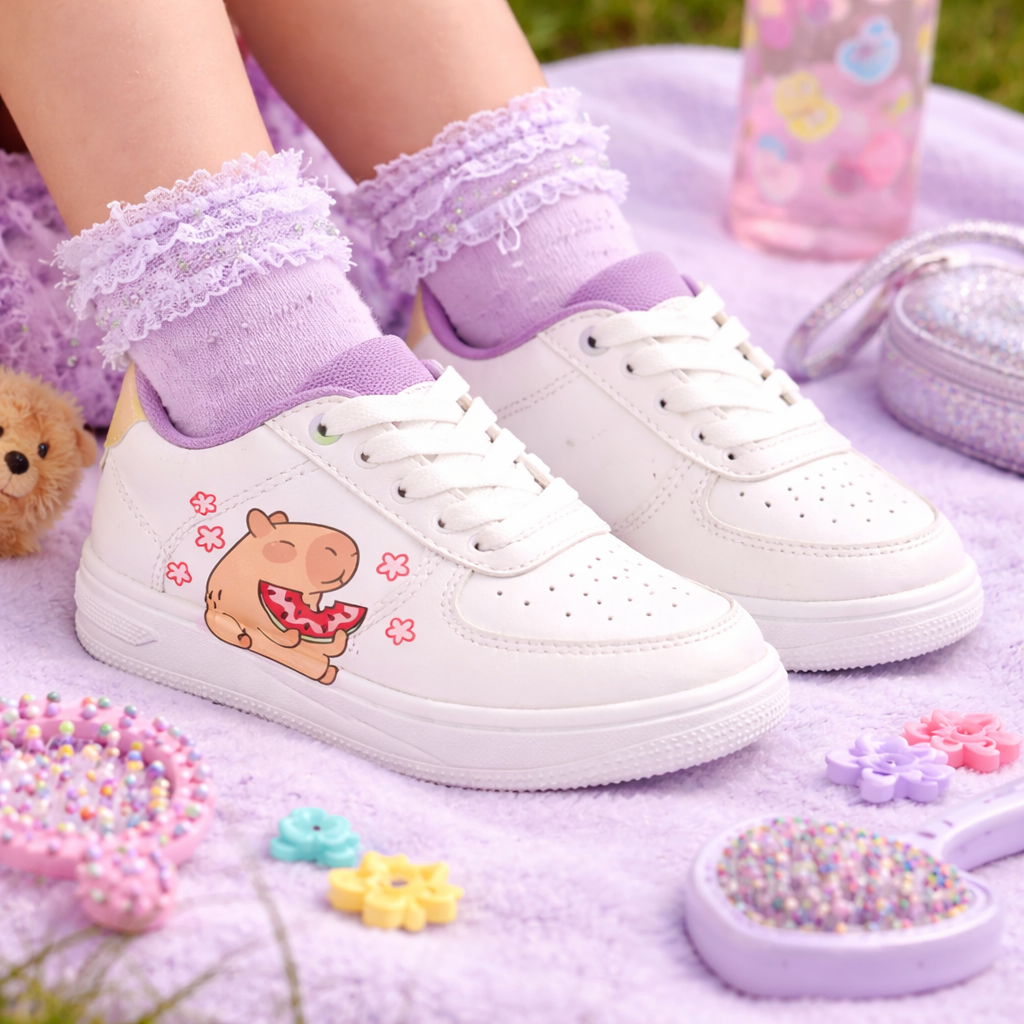 Tenis Urbano Blasito color Lila con capibara para Niña