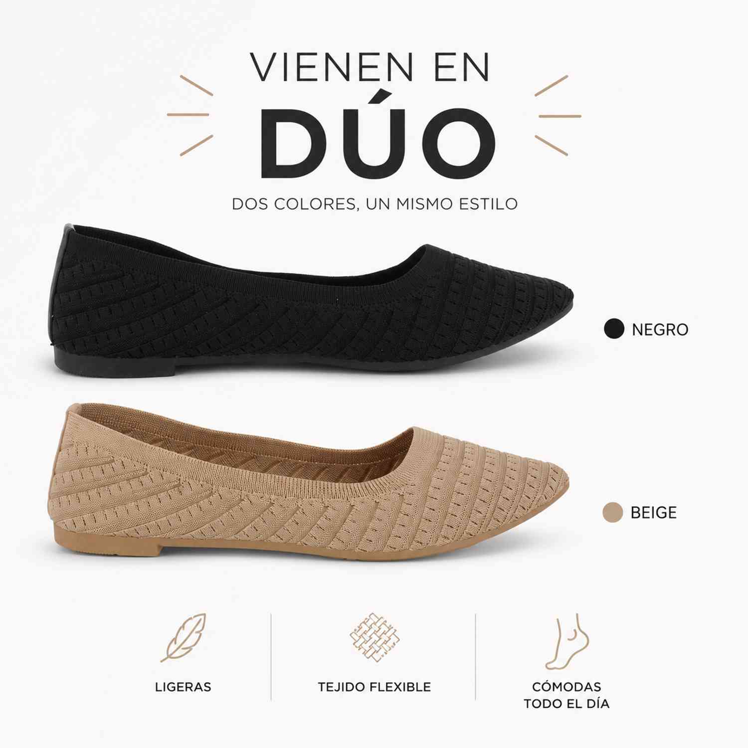 Duo Ballerina Casual Vazza color Negro para Mujer