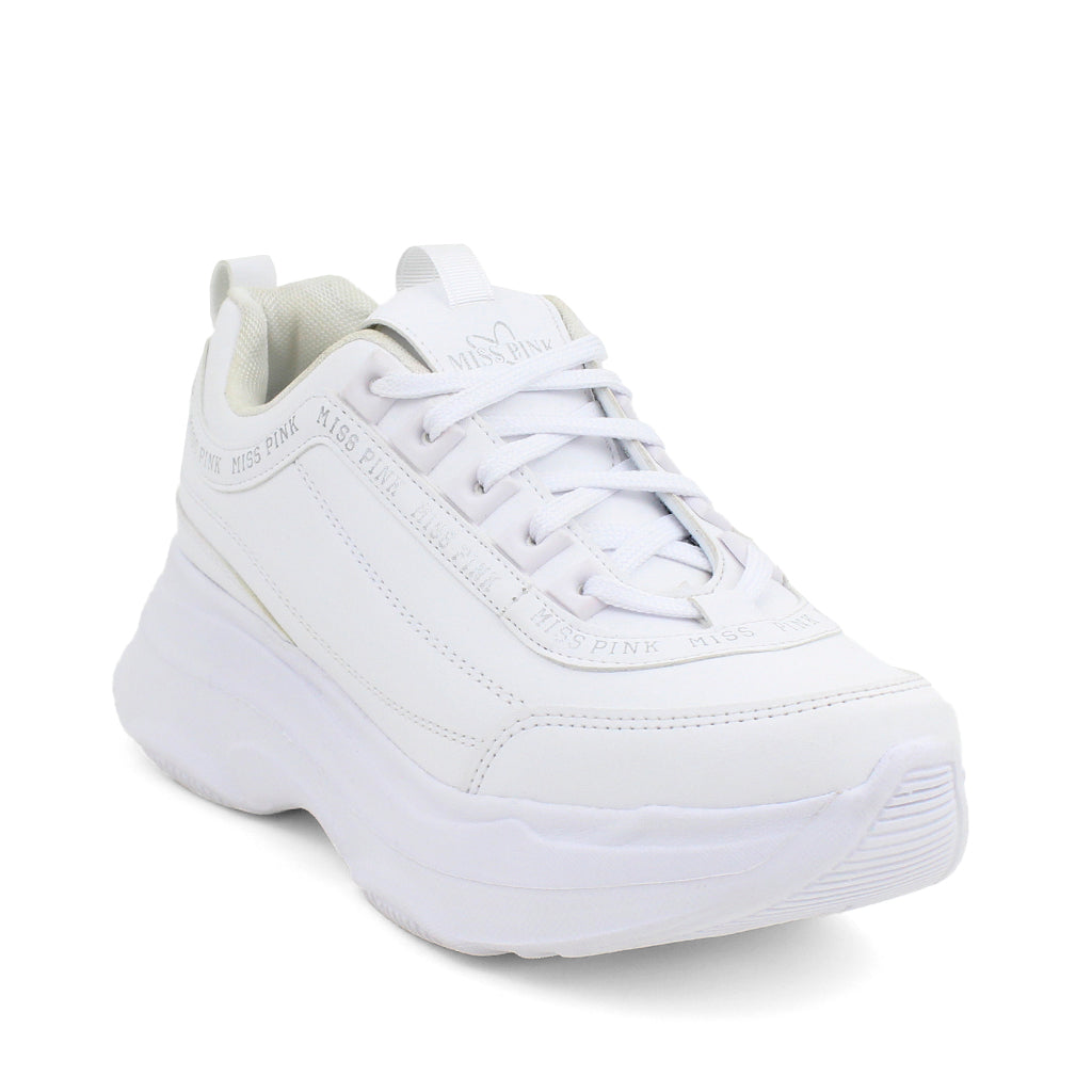 Tenis para mujer color blanco estilo chunky – VazzaShoes
