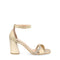 Sandalia color Oro con tacón ancho para Mujer