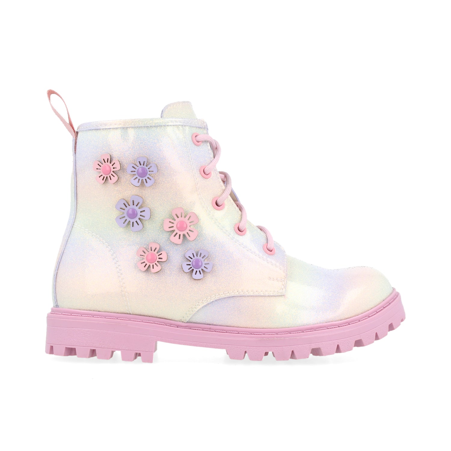 Botin Casual Vavito color Rosa para Niña con Pines de Flor