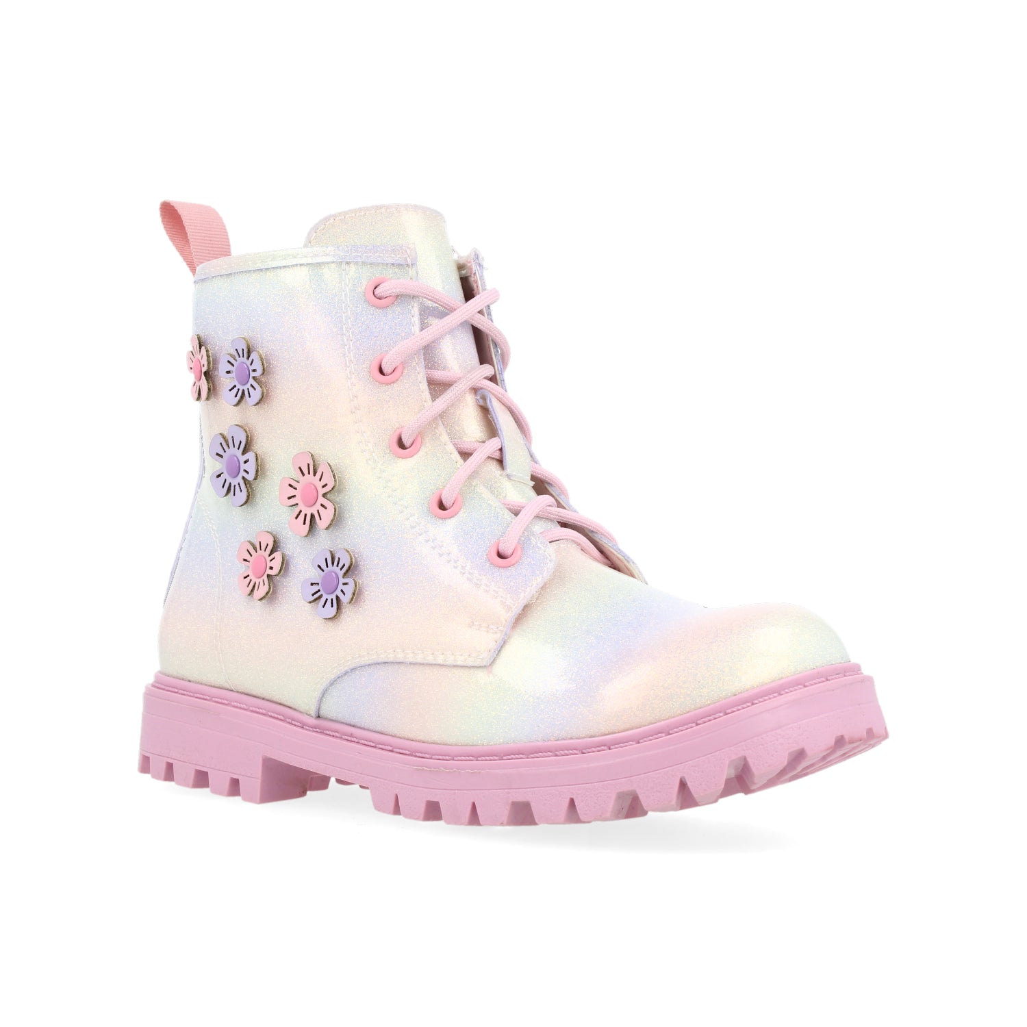 Botin Casual Vavito color Rosa para Niña con Pines de Flor