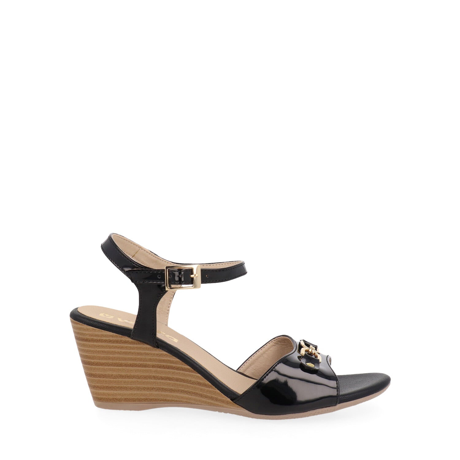 Sandalia De Plataforma Vazza color Negro Charol para Mujer