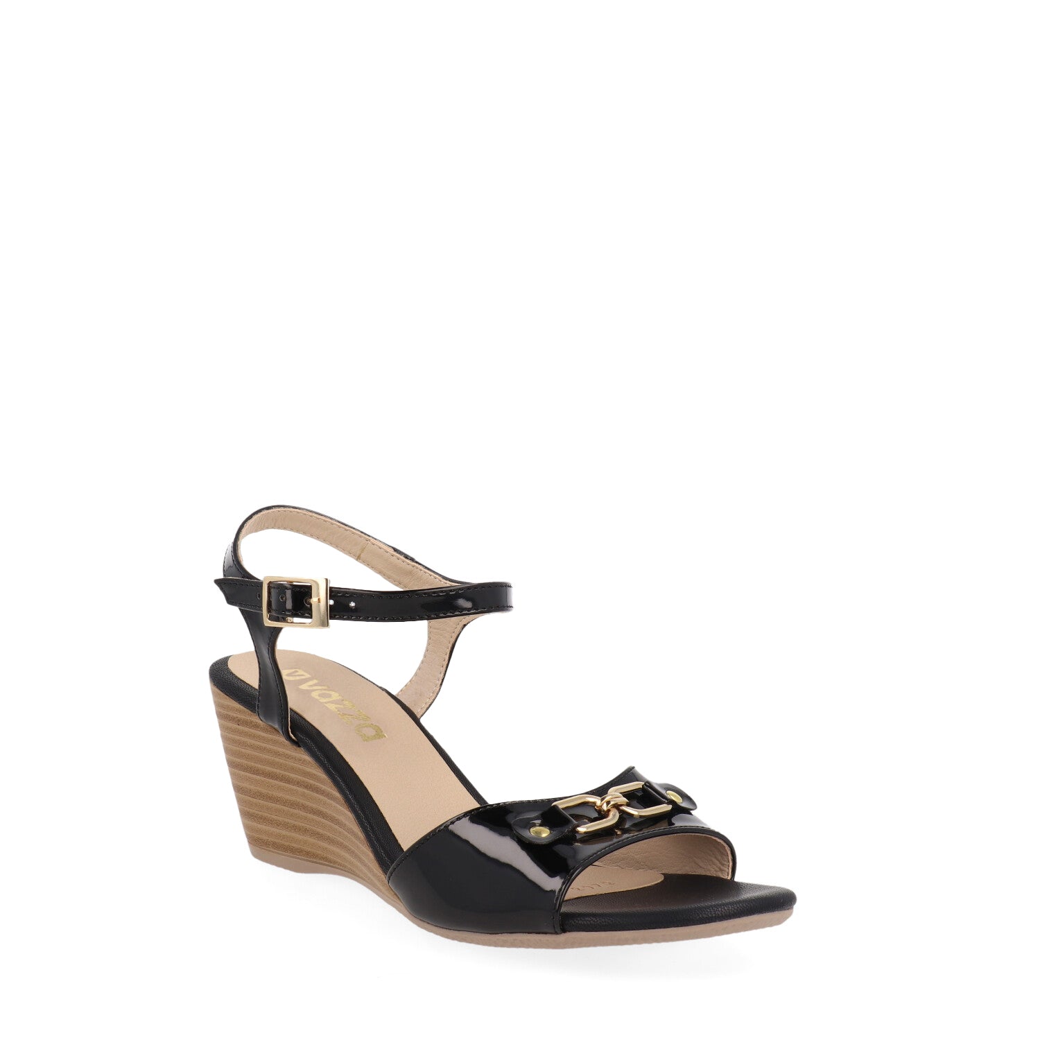 Sandalia De Plataforma Vazza color Negro Charol para Mujer