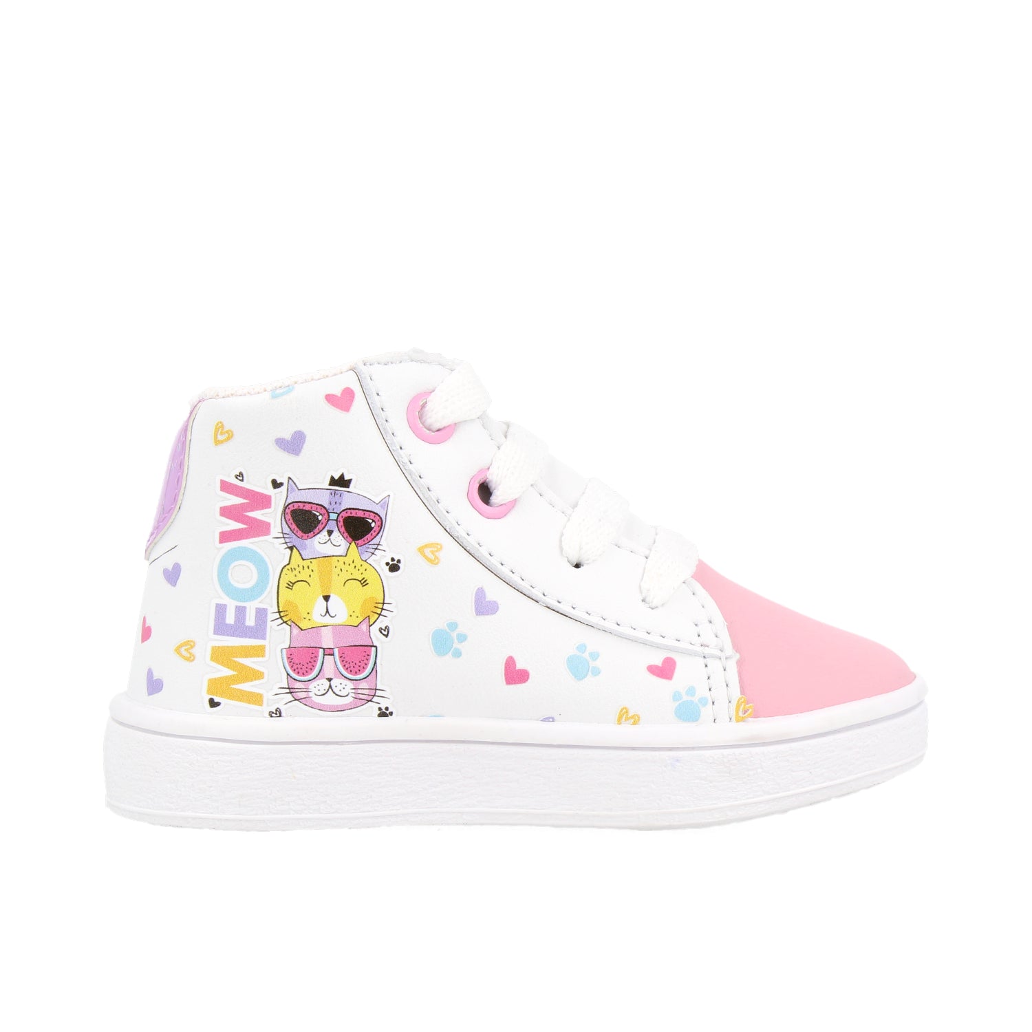 Tenis Urbano Kids Vane color Blanco para Niña con estampado de Gatitos