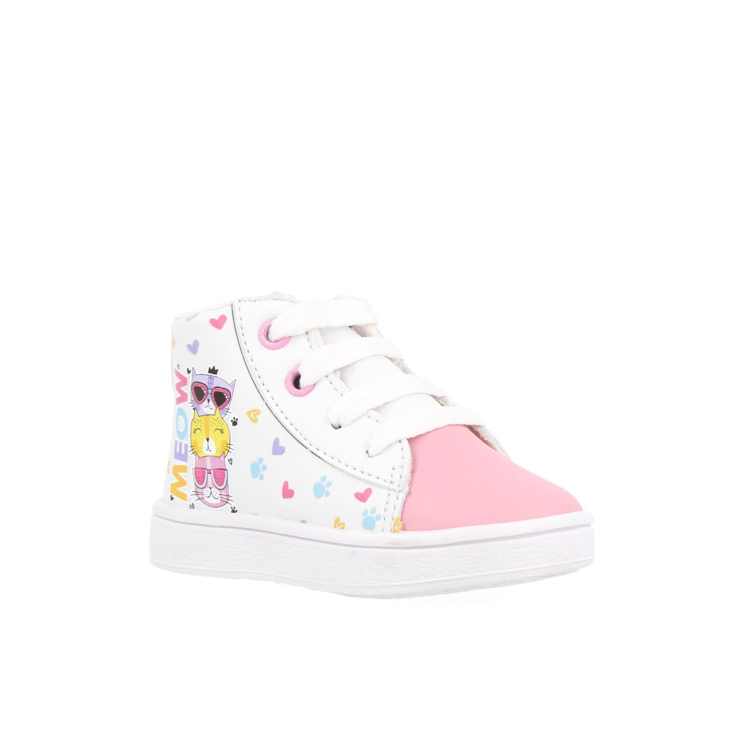 Tenis Urbano Kids Vane color Blanco para Niña con estampado de Gatitos