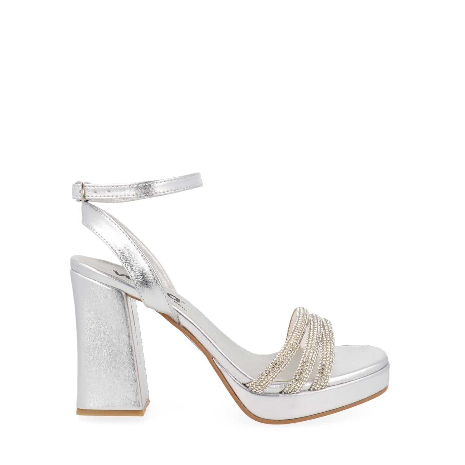 Sandalia de Tacón Vazza color Plata para Mujer