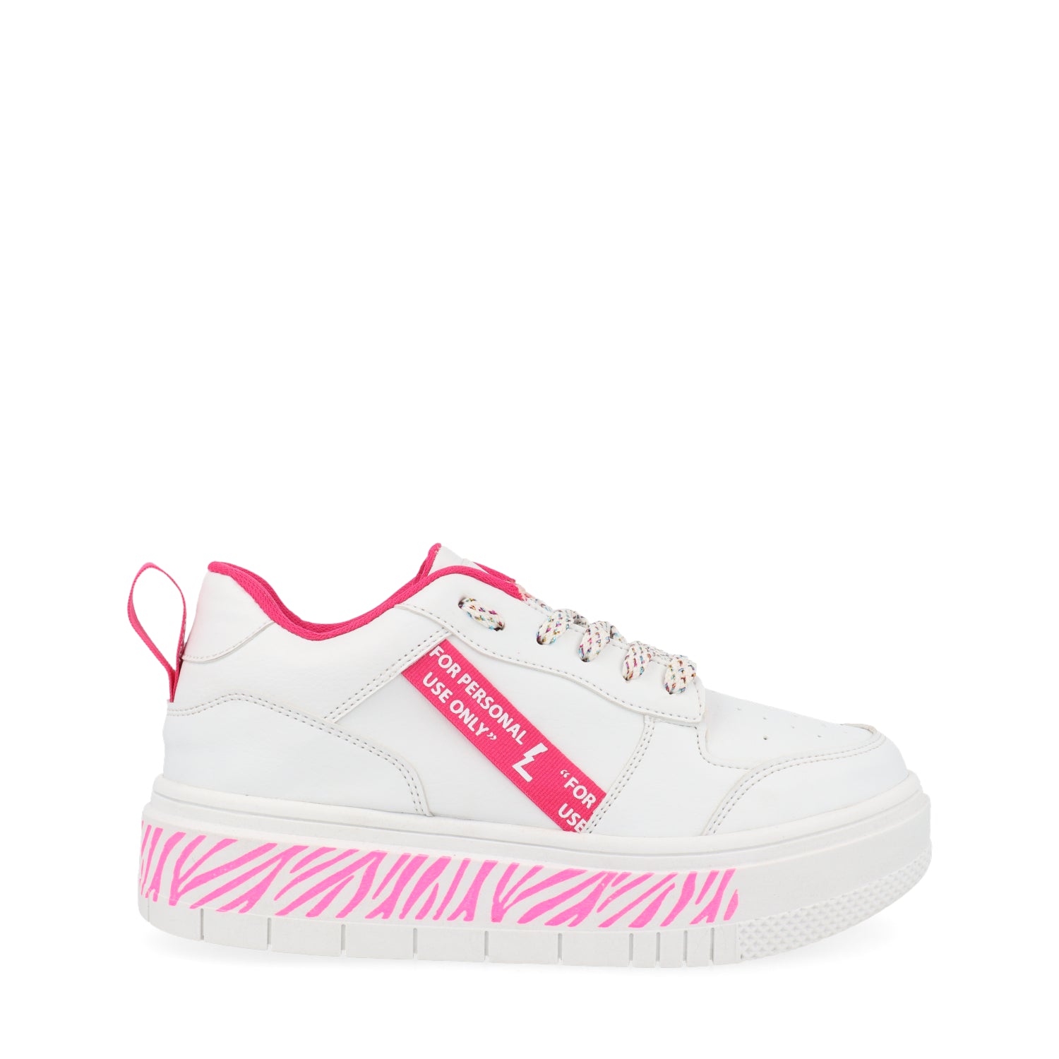 Tenis Estilo Urbano Vazza color Blanco con detalles en rosa para Mujer