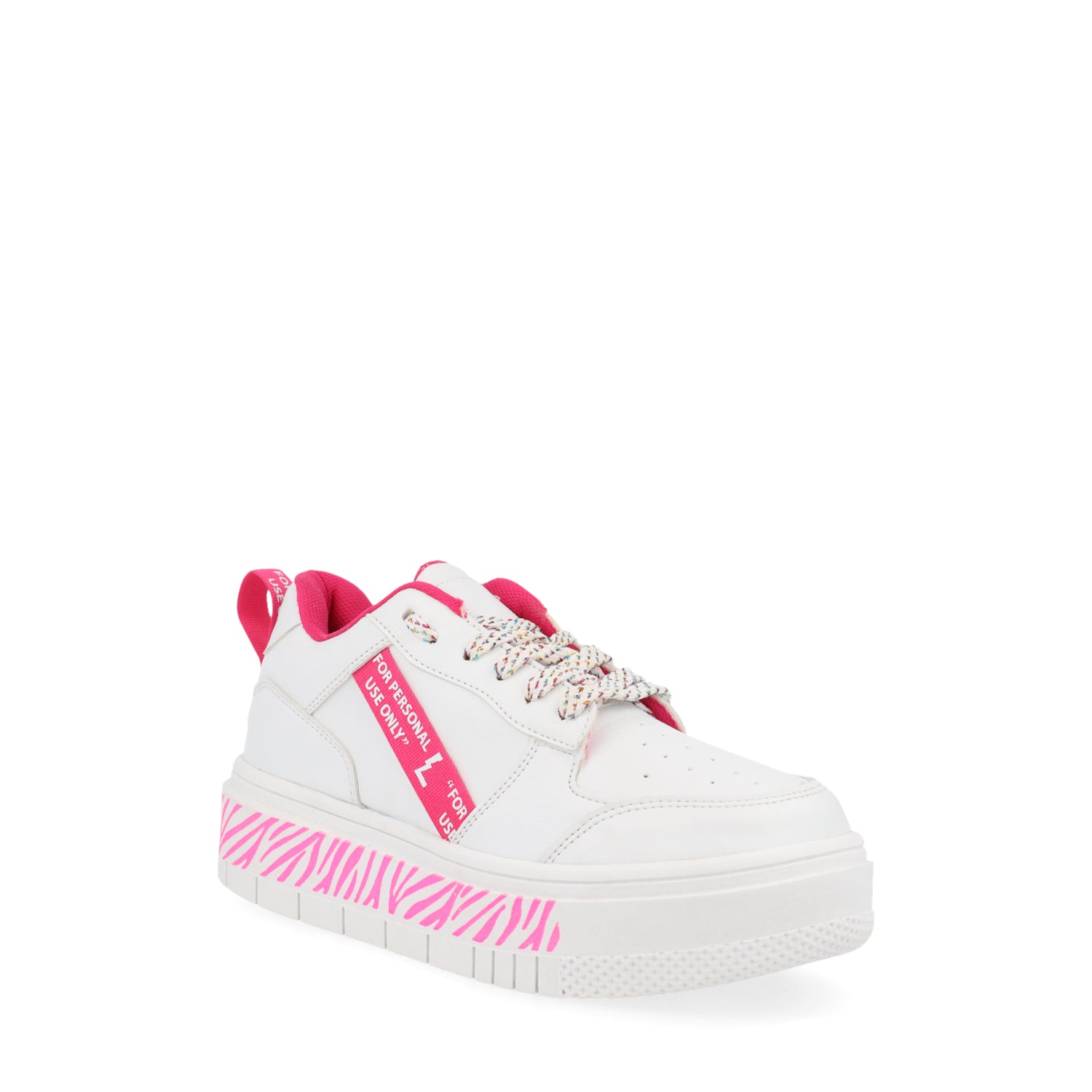 Tenis Estilo Urbano Vazza color Blanco con detalles en rosa para Mujer