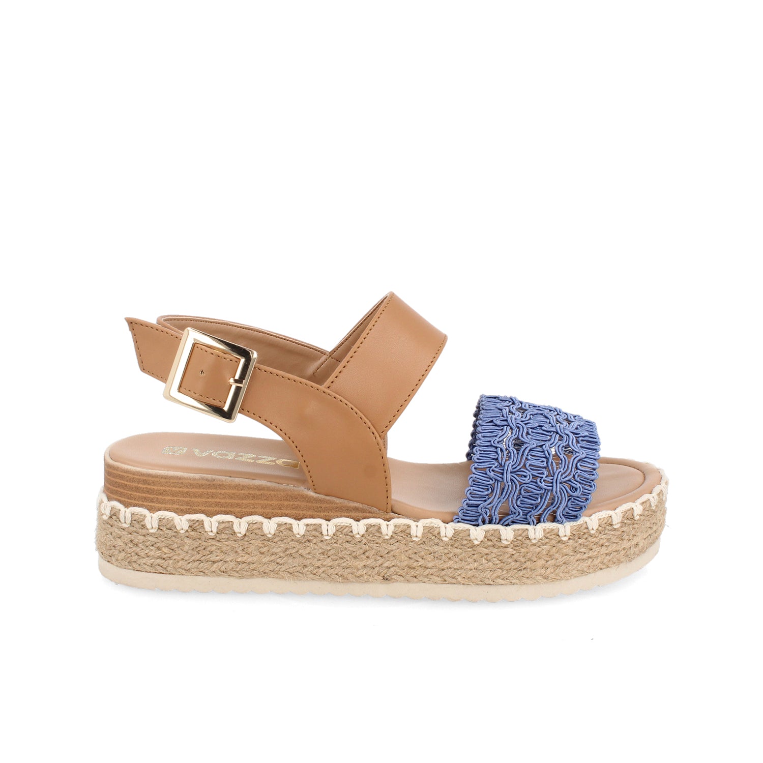 Sandalia Casual Vazza color Camel Con Azul para Mujer