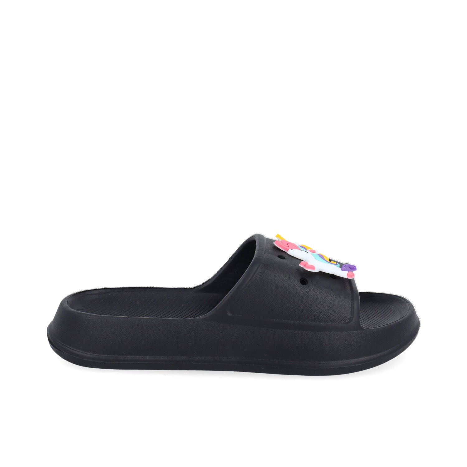 Sandalia de Playa Vazza color Negro para Niña con pin de unicornio