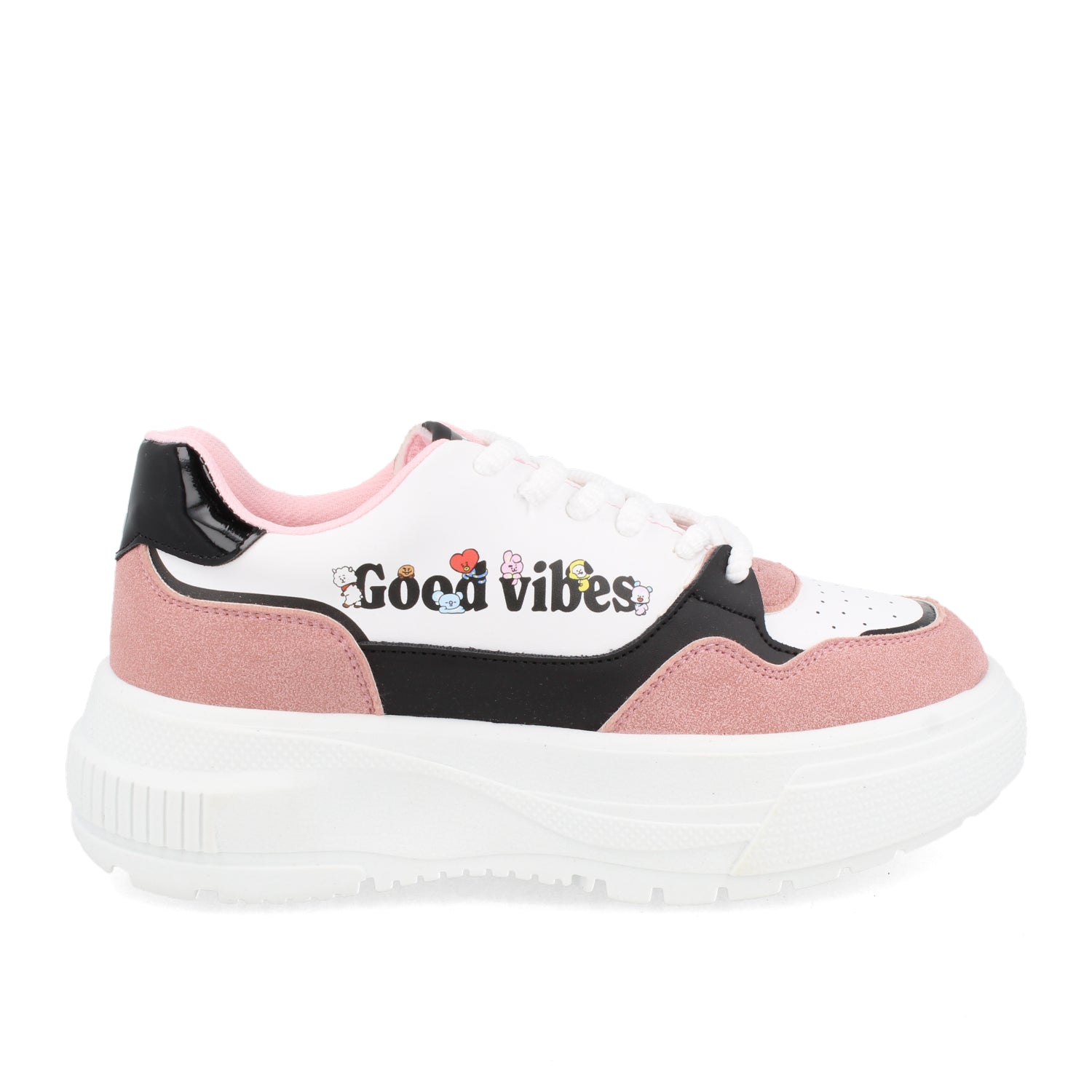 Tenis Urbano BT21 color Blanco con Rosa para Mujer