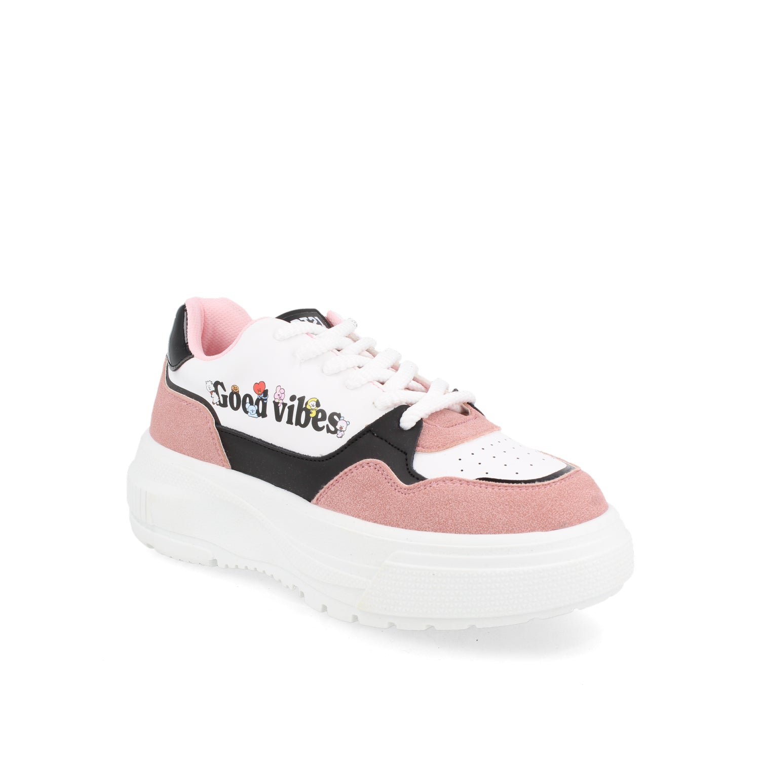 Tenis Urbano BT21 color Blanco con Rosa para Mujer
