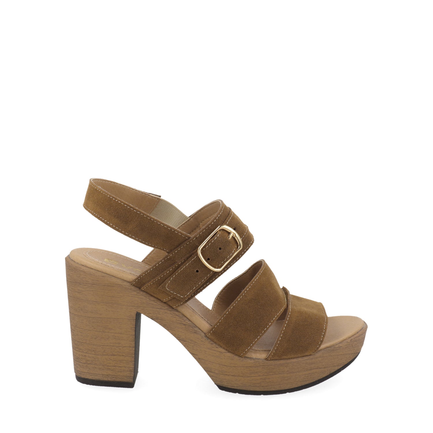 Sandalia de TacÃ³n Vazza color Camel para Mujer