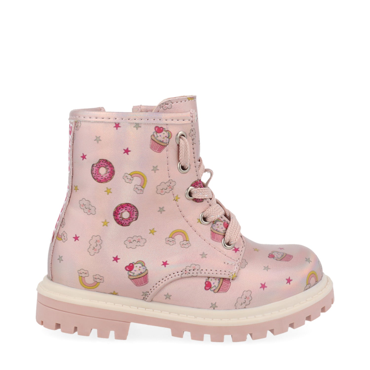 Botín Estilo Industrial Vazza color Rosa Estampado Donas para Niña