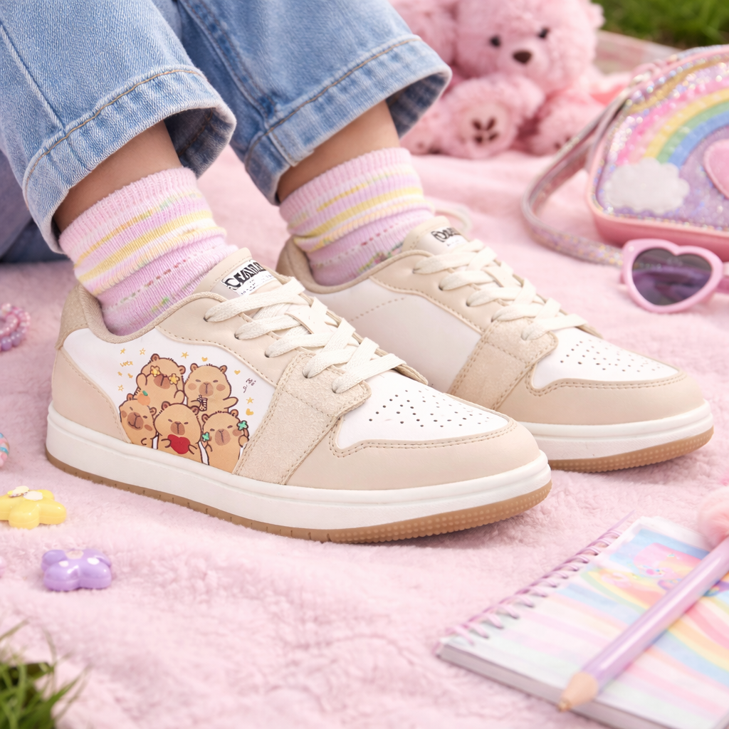 Tenis Urbano Vavito color Blanco para Niña con estampado de Capibara