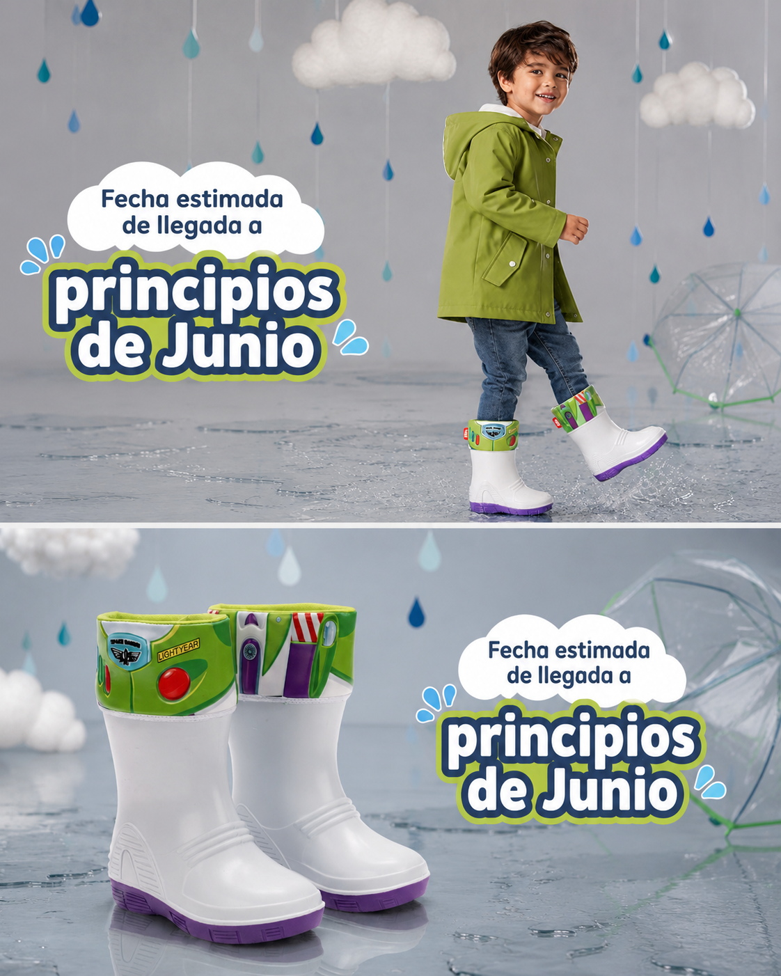 Bota de Lluvia Bubble Gummers Toy Story color Blanco para Niño