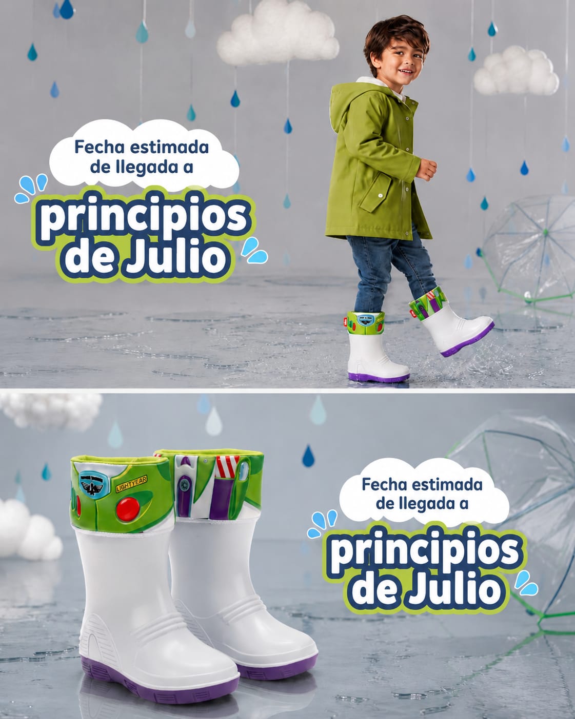 Bota de Lluvia Bubble Gummers Toy Story color Blanco para Niño