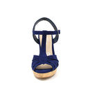 Sandalia de gamuza con tacón  de corcho color azul