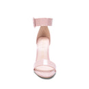 Sandalia de tacon alto tipo charol color rosa