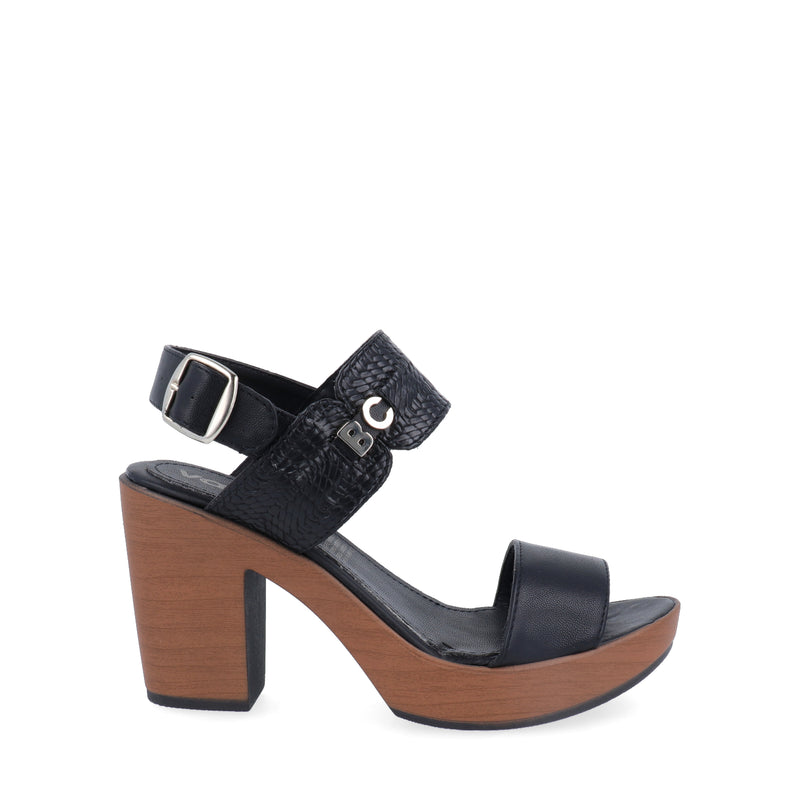 Sandalia de tacón Vazza color Negro con textura para Mujer