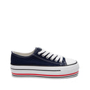 Tenis navy de plataforma con suela tricolor