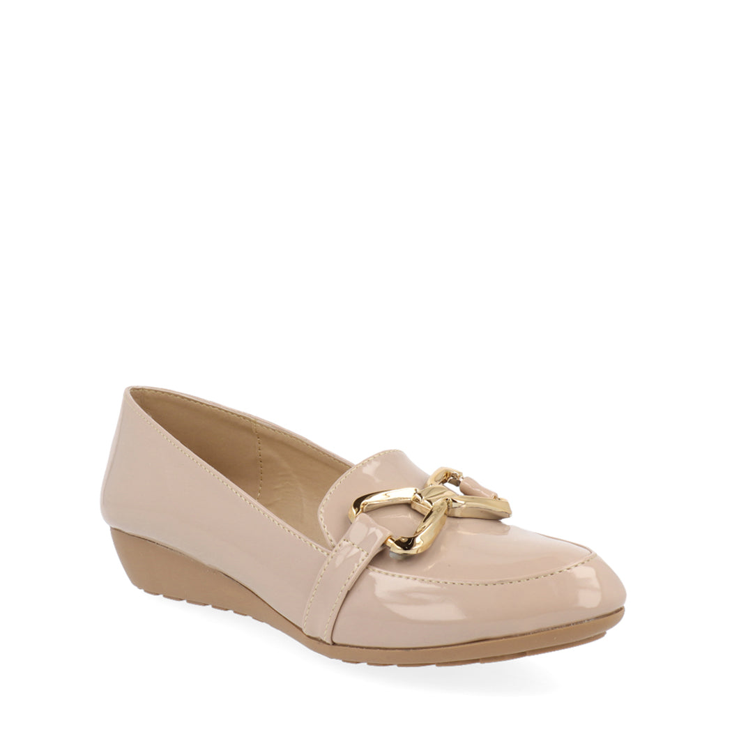 Balerina Casual Vazza color Beige de charol para Mujer