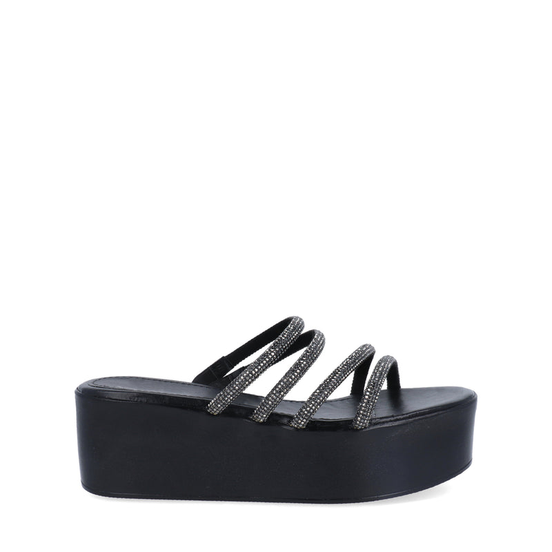 Sandalia de tacón Vazza color Negro decorada con brillo para Mujer